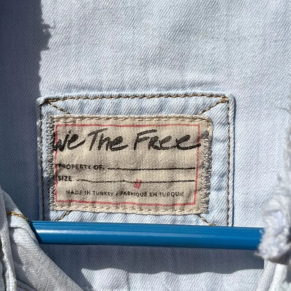 We The Free People Ruffles And Denim Shirt Size M - Picture 7 of 13